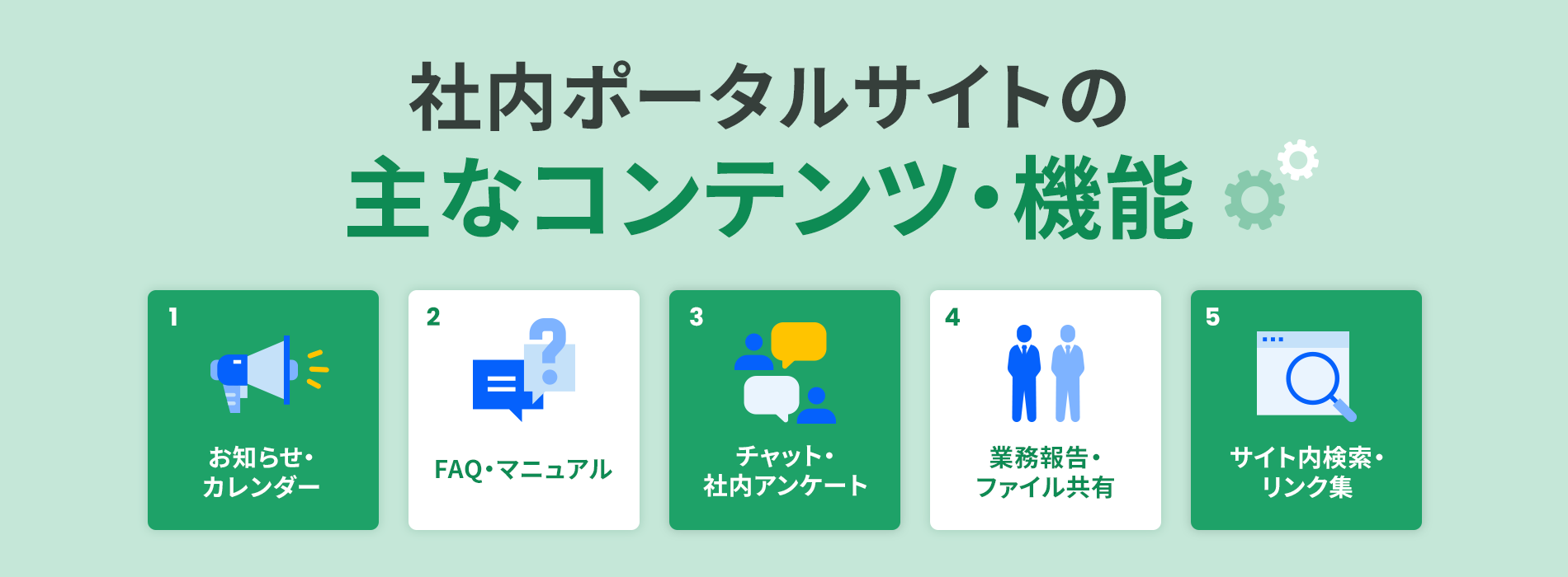社内ポータルサイトの主なコンテンツ・機能